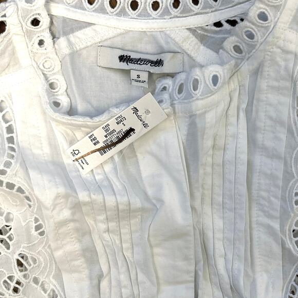 NWT Madewell Lace-Inset Pintucked Button Up White Size S - Picture 8 of 9